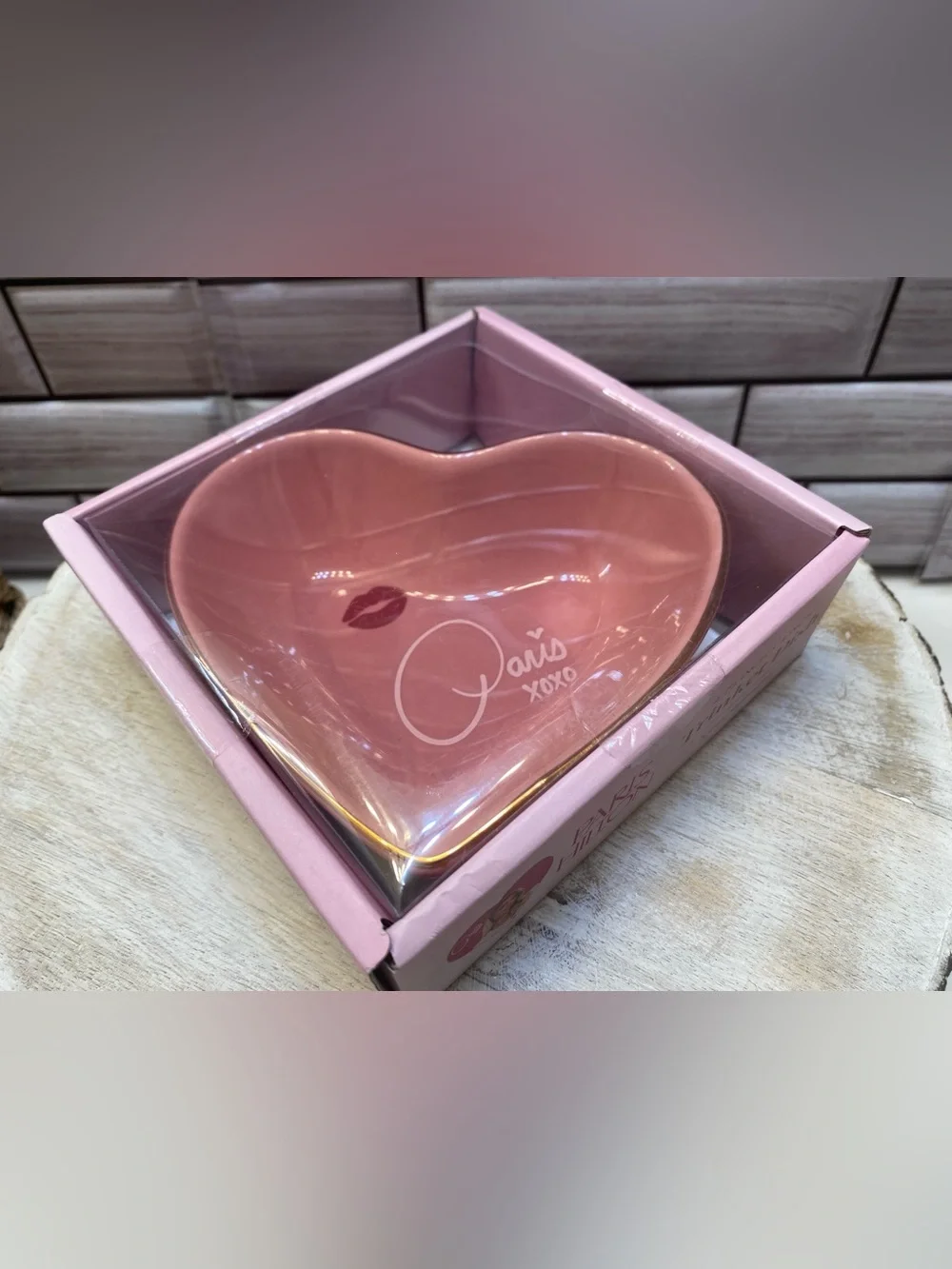 Paris Hilton❤️ Pink Heart Trinket Dish Jewelry Tray set of 2 NWT